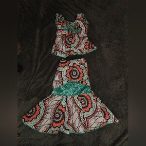 Colorful African Print Two-Piece Outfit